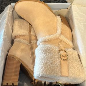 Womens Lug Sole Suede and Sherpa Boots